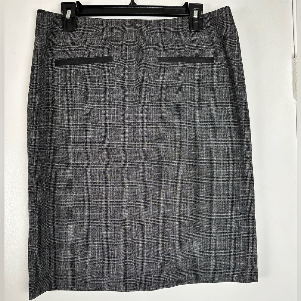 Atelier Luxe Pencil Skirt Sz 10 Straight Gray Black Tweed Office Workwear Casual